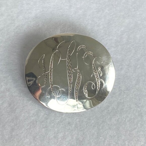 VTG Sterling Silver 925 IC James Craig Engraved Oval Monogram Brooch Pin HKF HFK - Picture 1 of 16